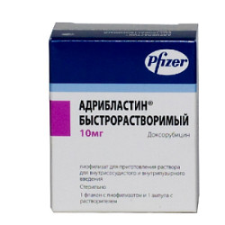 Адрибластин быстрорастворимый лиофилизат для приготовления раствора для внутрисосудистого и внутрипузырного введения 10 мг флакон 1 шт. Адрибластин быстрорастворимый лиофилизат для приготовления раствора для внутрисосудистого и внутрипузырного введения 10 мг флакон 1 шт.