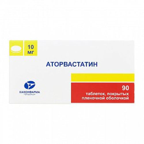 Аторвастатин таблетки покрытые пленочной оболочкой 10 мг 90 шт. Канонфарма продакшн Аторвастатин таблетки покрытые пленочной оболочкой 10 мг 90 шт. Канонфарма продакшн