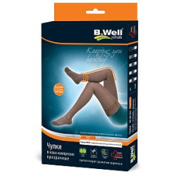 B.Well Чулки Jw-222 140D р.2, 2 класс компрессии, Черные с ажурным верхом