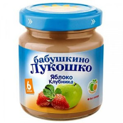 Бабушкино лукошко Пюре яблоки клубника с 6 мес. 100 г Бабушкино лукошко Пюре яблоки клубника с 6 мес. 100 г