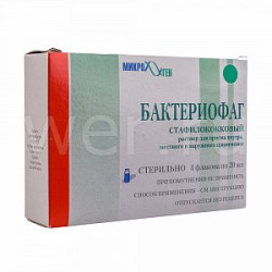 Бактериофаг стафилококковый раствор для приема внутрь, местного и наружного применения 20 мл флакон 4 шт. Бактериофаг стафилококковый раствор для приема внутрь, местного и наружного применения 20 мл флакон 4 шт.