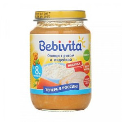 Bebivita Пюре Овощи с рисом и индейкой 190 г с 8 мес. Bebivita Пюре Овощи с рисом и индейкой 190 г с 8 мес.