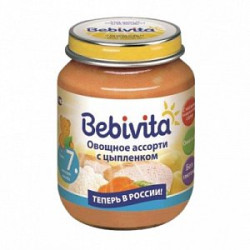 Bebivita Пюре Овощное рагу с цыпленком 190 г с 9 мес. Bebivita Пюре Овощное рагу с цыпленком 190 г с 9 мес.