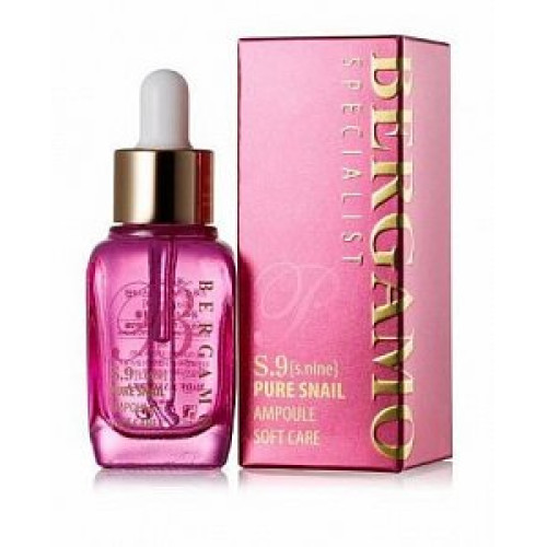 Bergamo S9 Сыворотка ампульная с муцином улитки Specialist S.Nine Pure Snail Ampoule Soft Care 30 мл Bergamo S9 Сыворотка ампульная с муцином улитки Specialist S.Nine Pure Snail Ampoule Soft Care 30 мл