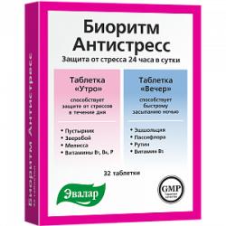 Биоритм Антистресс 24 утро/вечер таблетки 32 шт. Эвалар (БАД) Биоритм Антистресс 24 утро/вечер таблетки 32 шт. Эвалар (БАД)