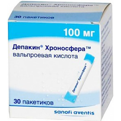 Депакин Хроносфера гранулы с пролонгированным высвобождением для приема внутрь 100 мг пакетики 30 шт. Депакин Хроносфера гранулы с пролонгированным высвобождением для приема внутрь 100 мг пакетики 30 шт.