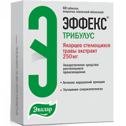 Эффекс Трибулус таблетки покрытые пленочной оболочкой 250 мг 60 шт. Эффекс Трибулус таблетки покрытые пленочной оболочкой 250 мг 60 шт.
