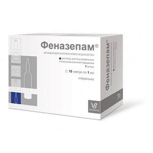 Феназепам раствор для внутривенного и внутримышечного введения 0,1% ампулы 1 мл 10 шт.