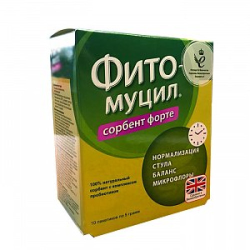 Фитомуцил Сорбент Форте порошок для приема внутрь пакетики по 5 г 10 шт. Фитомуцил Сорбент Форте порошок для приема внутрь пакетики по 5 г 10 шт.