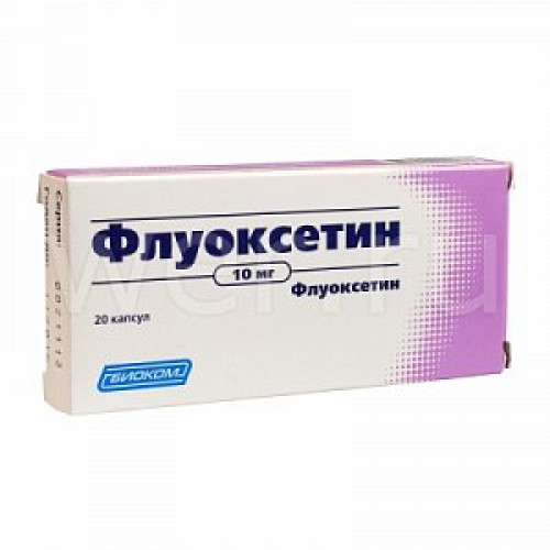 Флуоксетин капсулы 10 мг 20 шт. Биоком Флуоксетин капсулы 10 мг 20 шт. Биоком