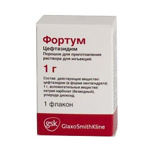 Фортум порошок для приготовления раствора для инъекций 1 г флакон Фортум порошок для приготовления раствора для инъекций 1 г флакон