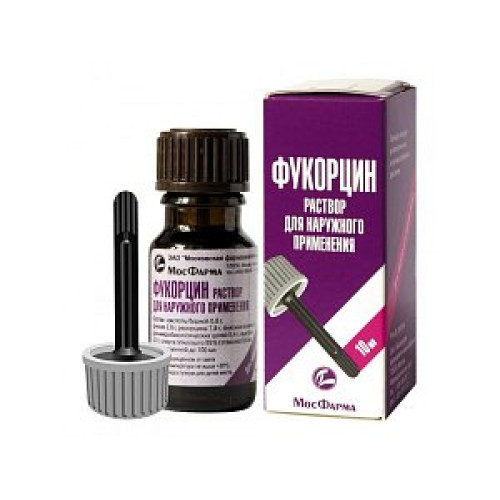 Фукорцин раствор для наружного применения спиртовой флакон с крышкой-лопаткой 10 мл Фукорцин раствор для наружного применения спиртовой флакон с крышкой-лопаткой 10 мл