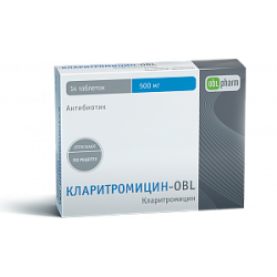 Кларитромицин-OBL таблетки 500 мг 14 шт. Кларитромицин-OBL таблетки 500 мг 14 шт.