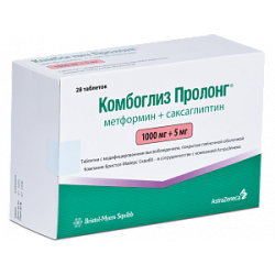Комбоглиз Пролонг таблетки с модифицированным высвобождением покрытые пленочной оболочкой 1000 мг+5 мг 28 шт. Комбоглиз Пролонг таблетки с модифицированным высвобождением покрытые пленочной оболочкой 1000 мг+5 мг 28 шт.
