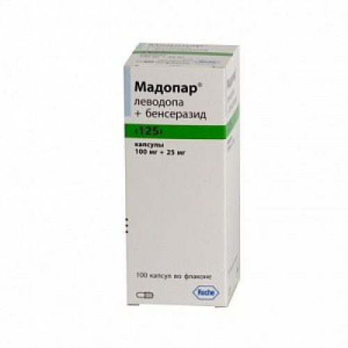 Мадопар капсулы 125 мг (100 мг+25 мг) 100 шт. Мадопар капсулы 125 мг (100 мг+25 мг) 100 шт.