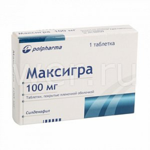 Максигра таблетки покрытые пленочной оболочкой 100 мг 1 шт. Польфарма Максигра таблетки покрытые пленочной оболочкой 100 мг 1 шт. Польфарма