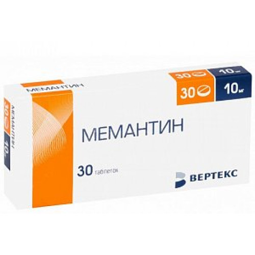 Мемантин таблетки покрытые пленочной оболочкой 10 мг 30 шт. Вертекс Мемантин таблетки покрытые пленочной оболочкой 10 мг 30 шт. Вертекс