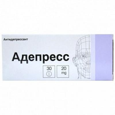 Адепресс таблетки покрытые оболочкой 20 мг 30 шт.