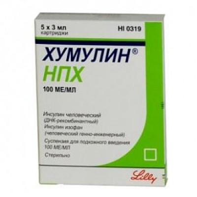 Хумулин НПХ суспензия для подкожного введения 100 МЕ/мл картриджи 3 мл 5 шт.