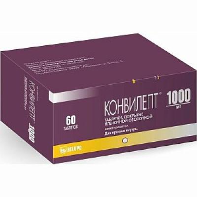 Конвилепт таблетки покрытые пленочной оболочкой 1000 мг 60 шт.