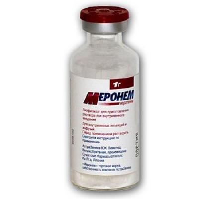 Меронем порошок для раствора для внутривенного введения 1 г флакон 1 шт.