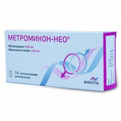 Метромикон Нео суппозитории вагинальные 500 мг+100 мг 14 шт.